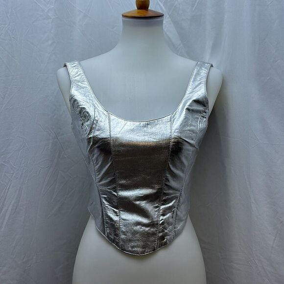 NWT Boot Barn Understated Leather metallic Mustang silver bustier coreset S - Picture 3 of 11